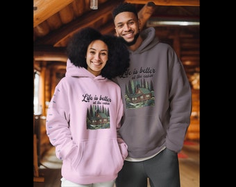cabin life hoodie stay warm in the cold 4 colours available cottage life mothers day fathers day gifts Unisex Heavy Blend™ Hooded Sweatshirt