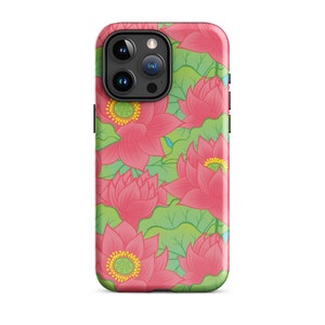 Lotus Blossom Phone Case, Floral iPhone 15 Protector, Botanical Cellphone Cover