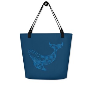 Cute Whale Tote Bag, Ocean Animal Everyday Shoulder Bag, Aesthetic Back to School Gift