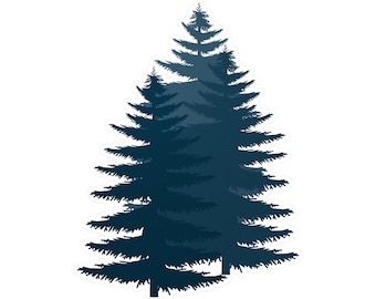 Blue Pine Trees Vinyl Decals, Woodland Aesthetic Sticker for Laptop or Tumbler, Cute Art Sticker