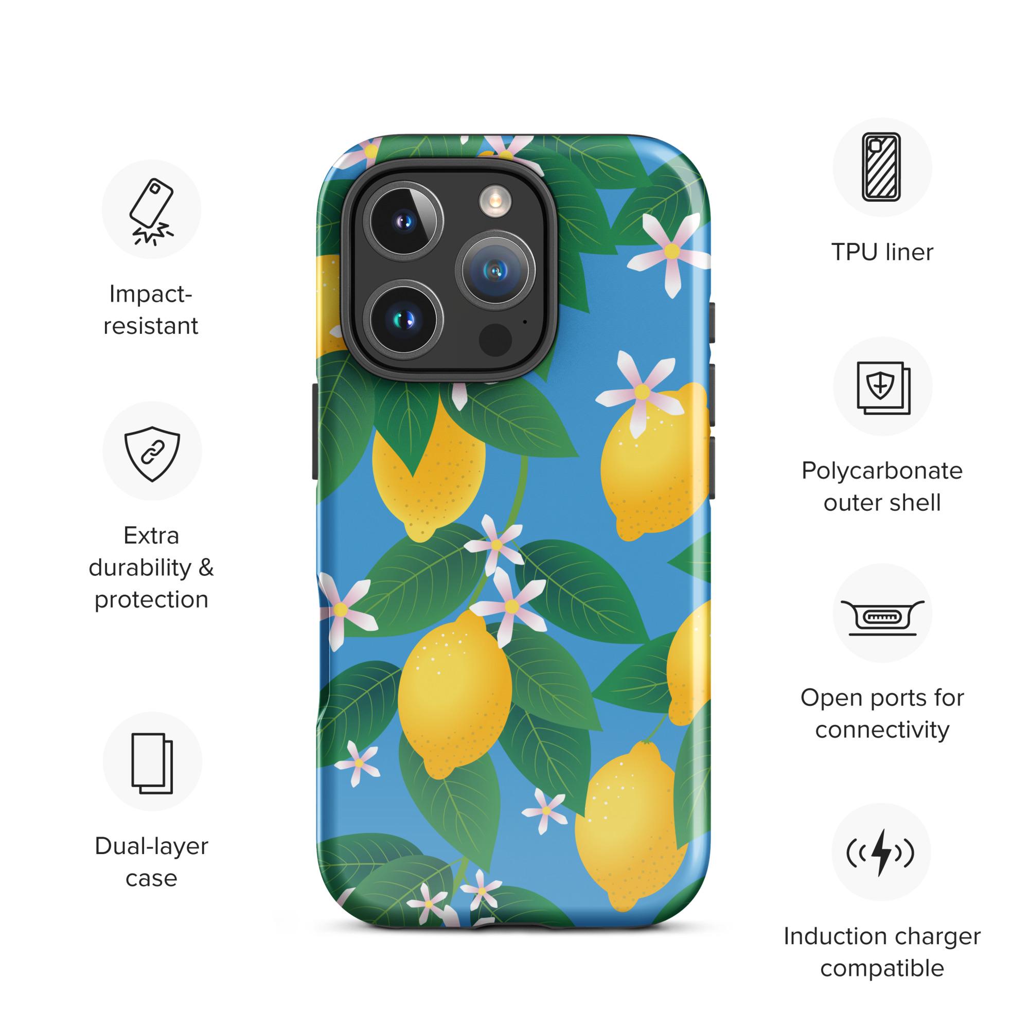 LEMONed iPhoneカバー Los restos de la arana Lemon iPhone Case, Bright Summer Protective Phone Cover, Blossom