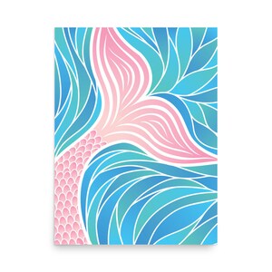 Mermaid Wall Art, Fairy Tail Kids Room Decor, Mermaid Tail Nursery Art Print, Baby Shower Gift