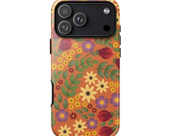 Herbst Floral iPhone Hülle, Herbst Botanische Handyhülle, Cottagecore Herbstblumen, Gemütlicher Herbst Handy Tech Schutz