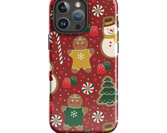 Süße Weihnachts Handyhülle, Lebkuchen iPhone Hülle, Schneemann und Keks Muster, Weihnachtsgeschenk, Weihnachtsgeschenk