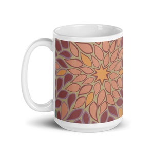 Floral Mug, Coffee Gift, Modern Botanical Kitchen Decor, Abstract Dahlia Coffee Cup