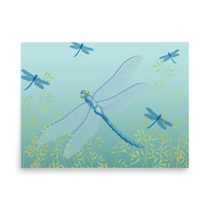 Dragonfly Art Print, Woodland Animals Wall Art, Rustic Summer Home Decor, Dragonfly Baby Shower Gift