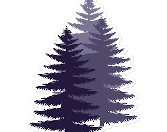Pine Tree Waterproof Sticker, Nature Art Vinyl Decal, Forest Evergreen Design, Laptop or Water Bottle Outdoor Sticker, Gift for Nature Lover