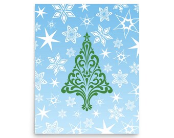 Retro Mid Century Modern Christmas Art Print, Vintage Atomic Star Holiday Wall Art, 1950s Inspired Festive Home Decor
