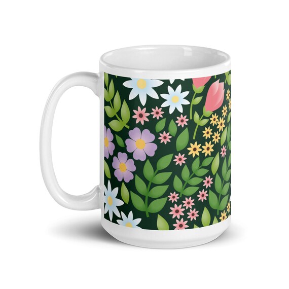 Blumengarten Kaffeetasse, Botanische Blumentasse, Cottagecore Blumentasse, Natur inspirierte Keramiktasse, Frühlingsgeschenkidee, Küche Wohndekor