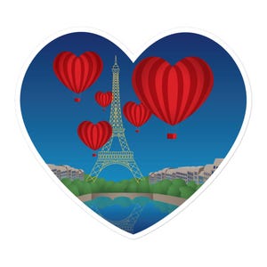 Calcomanía de vinilo con corazón romántico, lindas calcomanías artísticas de París, decoraciones de amor, regalos de boda, regalos de San Valentín