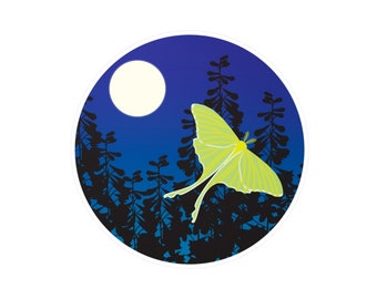 Luna Moth Vinyl Decal, Butterfly Sticker for Laptop or Tumbler, Woodland Animal Cute Aesthetic