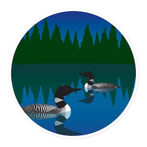 Loon Bird Art Sticker, Woodland Animal Waterproof Decal, Duck Nature Sticker