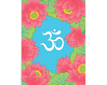 Lotus OM Art Print, Yoga Wall Art, Spiritual Meditation Decor, Pink Lotus Flower Poster Print, Boho Wellness Artwork, Buddhist Zen Symbol