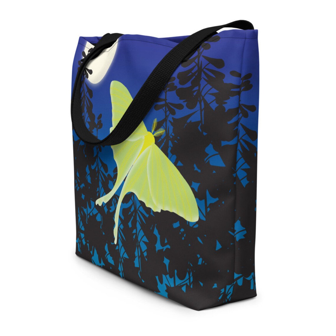 Luna Moth Tote Bag, Summer Butterfly Book Bag, Woodland Animals