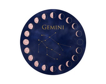 Zodiac Gemini Sticker, Astrology Gift Vinyl Sticker, Laptop Decal Birthday Gift, Waterproof Decal