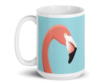 Flamingo Coffee Mug and Tropical Bird Kitchen Decor, Ceramic Tea Cup with Handle