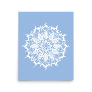 Mandala Poster Print, Sky Blue Boho Home Decor, Bohemian Wall Art, Free Spirt Dorm Room Decor