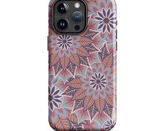 Rose Gold Mandala Phone Case, Aesthetic Tough Case for iPhone 15, Tech Accessory Gift for Her