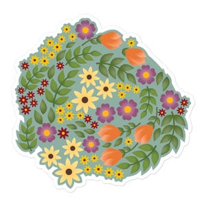 Adesivo floral, adesivo inspirado na natureza do outono, decoração para casa, presente para amantes de jardins, decoração para laptop, decoração ecológica