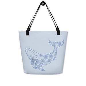 Aesthetic Whale Tote Bag, Ocean Animal Everyday Shoulder Bag, Cute Back to School Gift