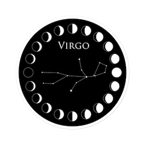 Virgo Zodiac Sign Vinyl Sticker, Astrology Wall Decal, Celestial Home Decor, Removable Waterproof Sticker, Virgo Gift for Her or Him