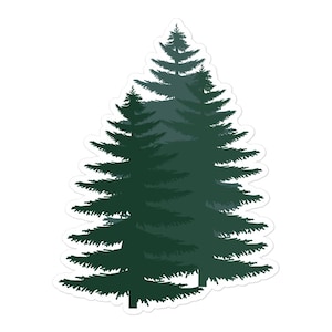 Green Pine Tree Vinyl Decals, Forest Art Waterproof Sticker, Woodland Laptop Sticker