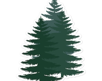 Green Pine Tree Vinyl Decal, Forest Art Waterproof Sticker, Woodland Laptop or Tumbler Sticker, Nature Lover Gift