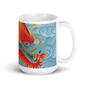 Year of the Dragon Ceramic Coffee Mug, Lunar New Year Aesthetic Tea Cup