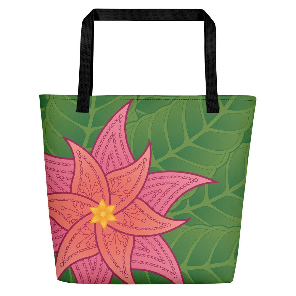 Tropical Flower Tote Bag Mandala Summer Beach Bag Leaf Print | Etsy