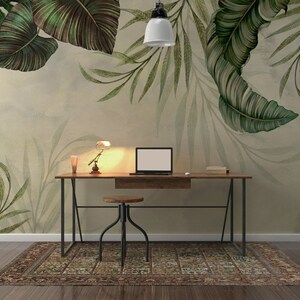 Carta da parati tropicale lussureggiante - Carta da parati murale rimovibile con fogliame verde e adesivo - Decorazione murale botanica