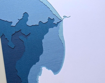 Zatoka Monterey – oryginalna wycinanka papierowa 8 x 10