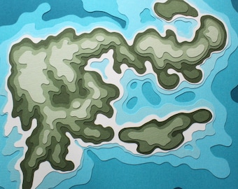 Imaginary Islands 1212 No. 6 (12 x 12 original papercut)