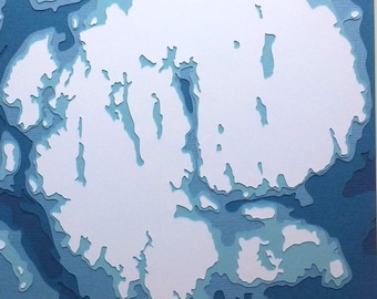 Mount Desert Island - wycinanka papierowa o wymiarach 8 x 10 cali
