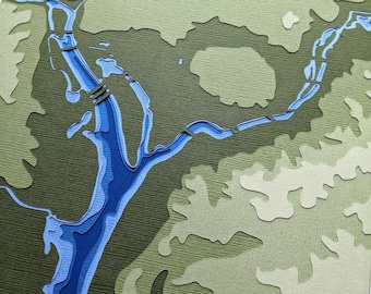 Washington, DC with topography - 8 x 10" layered papercut art