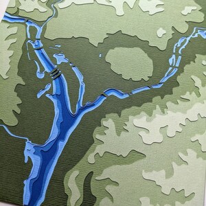 Washington, DC met topografie - 8 x 10" gelaagde papercut-kunst