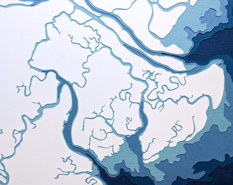 Savannah/Tybee - 8 x 10" warstwowa wycinanka papierowa