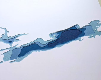 Gunflint & Magnetic Lakes - original 8 x 10 papercut art