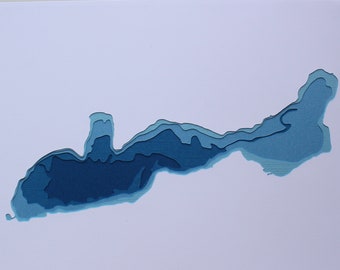 Geneva Lake - original 8 x 10 papercut art in your choice of color