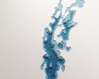 Lake Champlain - 8 x 10" layered papercut art