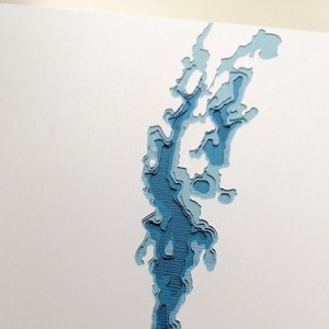 Lago Champlain - 8 x 10" arte de corte de papel en capas