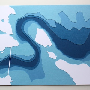 The Straits of Mackinac - original 8 x 10 papercut art