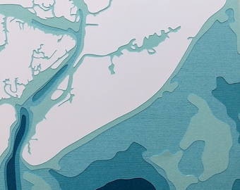 Hilton Head - 8 x 10" layered papercut art