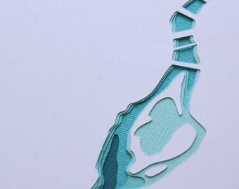 The Willamette through Portland - original 8 x 10 papercut art