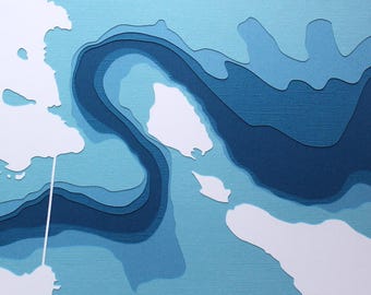 The Straits of Mackinac - original 8 x 10 papercut art