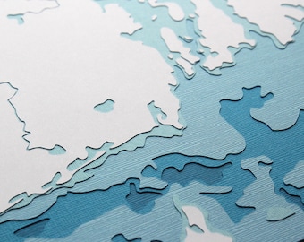 Rhode Island Coastline - 8 x 10" layered papercut art