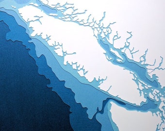 Vancouver Island - 8 x 10" layered papercut art