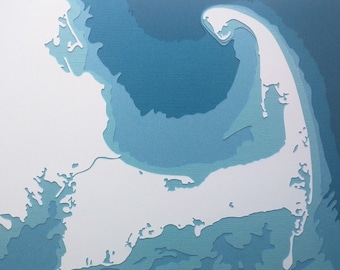 Cape Cod - 8 x 10" layered papercut art
