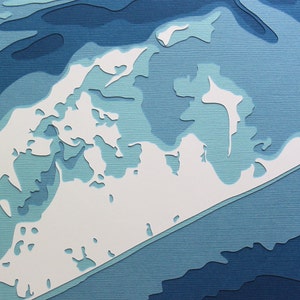 Die Hamptons - original 8 x 10 Papercut-Kunst in der Farbe Ihrer Wahl