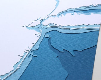 New Jersey Coastline - original 8 x 10 papercut art