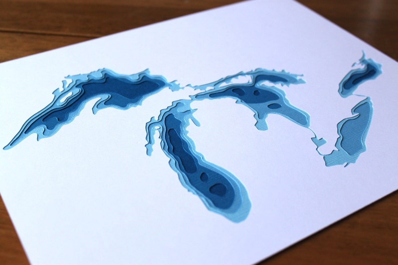 The Great Lakes original 8 x 10 papercut art image 4